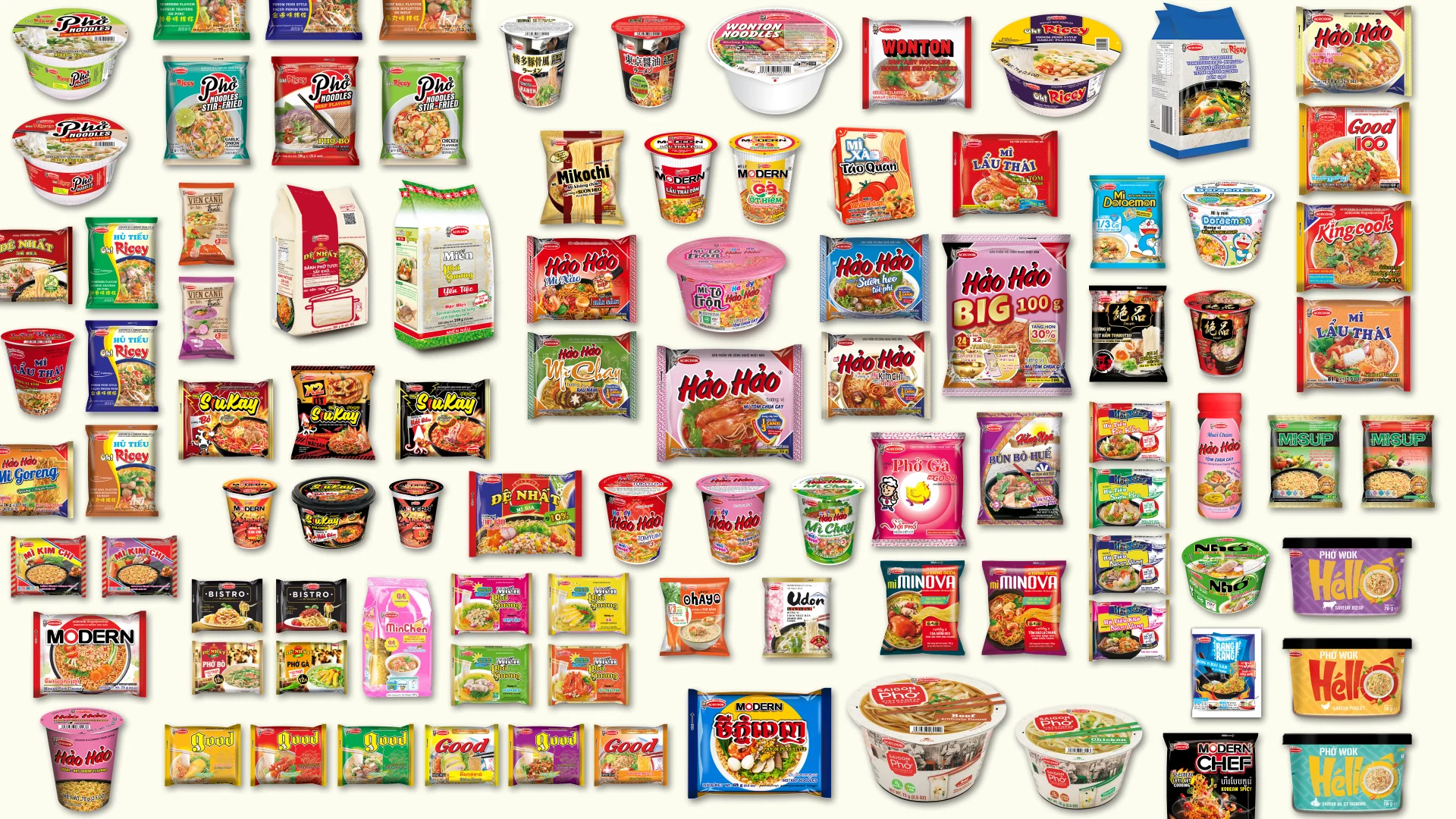 Acecook Việt Nam hiện nay đang bán hơn 30 sản phẩm mì ăn liền 